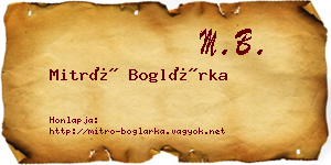 Mitró Boglárka névjegykártya